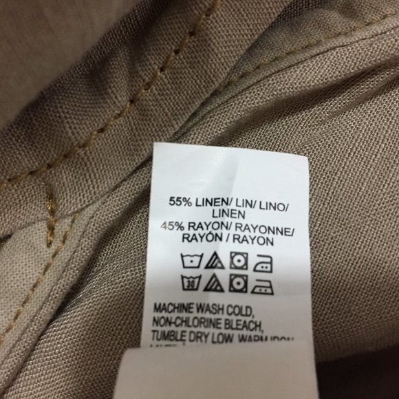 LUCKY BRAND Stone/Beige Asymmetric Zip Front Zippered Pockets Linen Blend Jacket - Picture 3 of 9